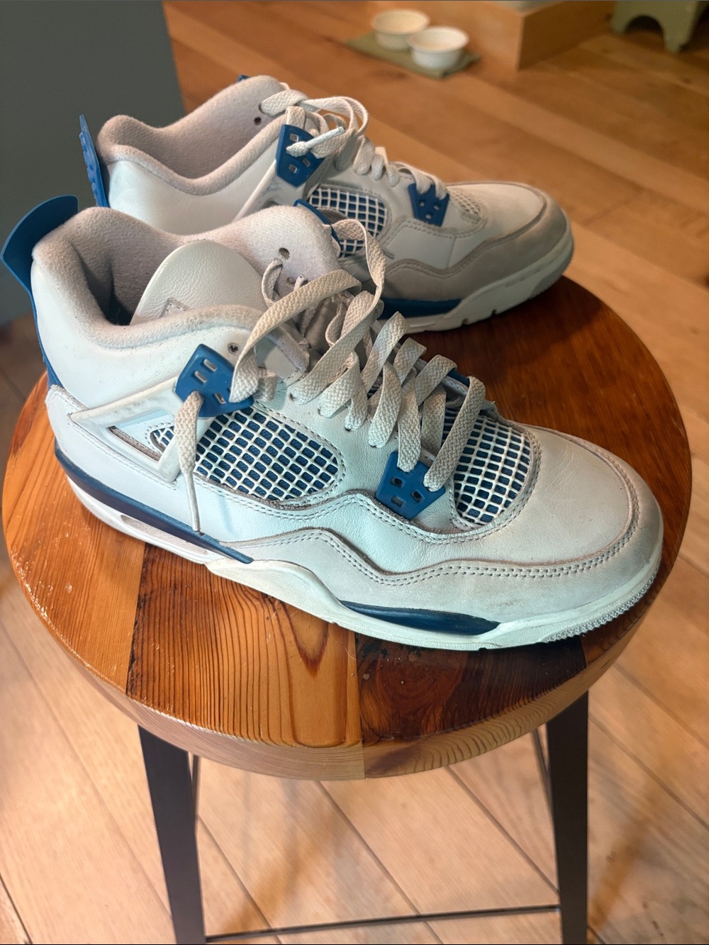 Nike Kids White and Blue Retro Lace-Up Sneakers
